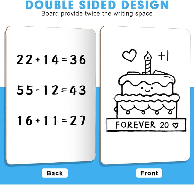 26 Pack Double Sided Dry Erase Boards with 26 Erasers, 12.5 x 9 Inch | Double-Sided Reusable Small White Board, Smooth Writing & Wipe-Clean Design, Portable Study Whiteboard