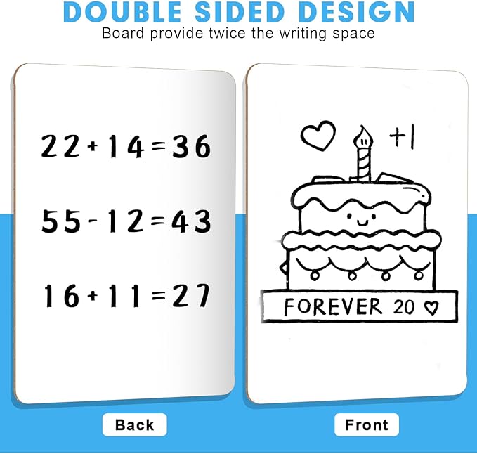 16 Pack Double Sided Dry Erase Boards with 16 Erasers, 12.5 x 9 Inch | Double-Sided Reusable Small White Board, Smooth Writing & Wipe-Clean Design, Portable Study Whiteboard