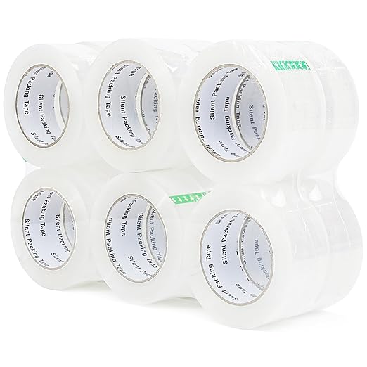 COSIMIXO 12-Pack No Noise Silent Packing Tape 2.4mil x 1.88" x110Yards,Industrial Heavy Duty Noiseless Packaging Tape for Quiet Packing Shipping Moving and Storage