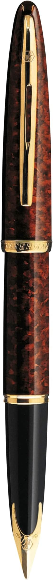 Waterman Carène Marine Amber Fountain Pen | Gloss Brown & Black with 23k Gold Clip | Medium Nib with Blue Ink Cartridge | Gift Box
