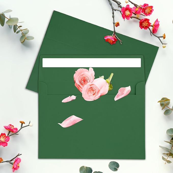 50Packs A4 Green Envelopes 4x 6Inch Card Envelopes,Self Seal for Weddings, Greeting Cards，Mailing， Invitations, Photos, Postcards