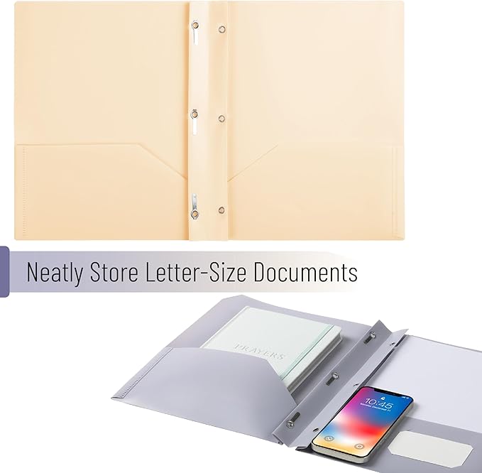 Mr. Pen- Plastic Folders with Pockets and Prongs, 5 Pack, Letter Size, Colorful, Flexible Plastic Folders with Prongs