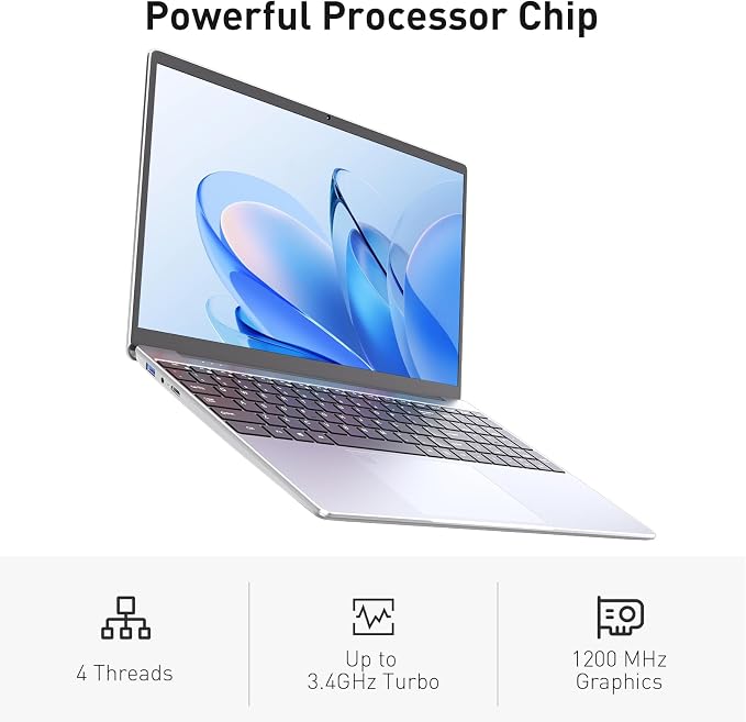 Auusda Business Laptop Computer for Work, Notebook PC for College Students, 15.6" FHD Display, Up to 3.4GHz CPU, Backlit Keyboard, Fingerprint ID, Up to 10TB Storage, 16GB DDR4 RAM, 1TB NVMe, Silver