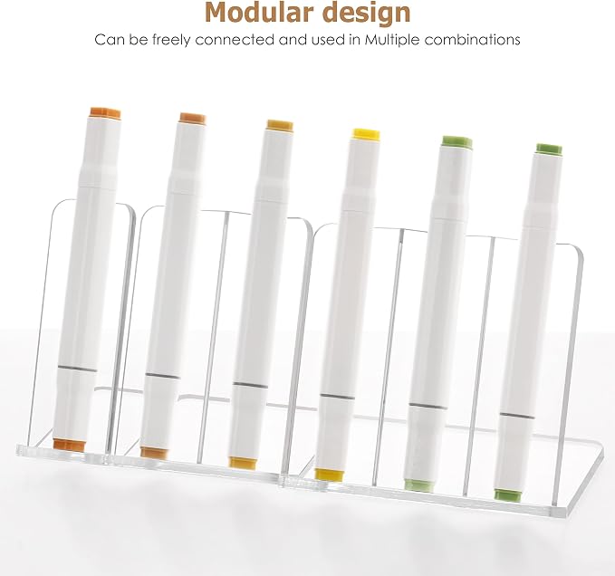 Acrylic Desk Fountain Pen Display Stand Holder, Clear 3 Spaces Vertical | Makeup Brush Rack, Ballpoint Pencil Wand Showcase, Paintbrush Drying Organizer for Home School Office or Store Use