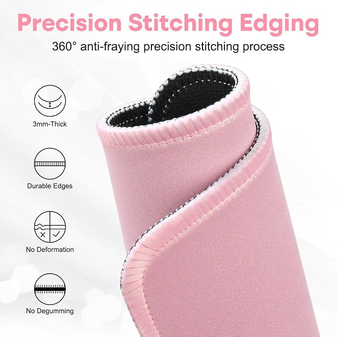 Mouse Pad with Anti-fray Stitching,10.2 * 8.3 in Pink | Anti-Fray Stitched Edges, Premium Waterproof Surface, Non-Slip Rubber Base, Office & Home Use