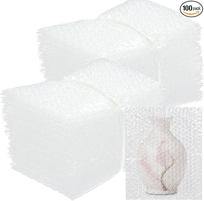100Pack6x10" Clear Bubble Out Bags, Double-Wall Cushioned Pouch for Packing | Double-Wall Shockproof Bubble Cushioning,Lightweight Durable,Ideal for Shipping,Moving Fragile Small Items Storage