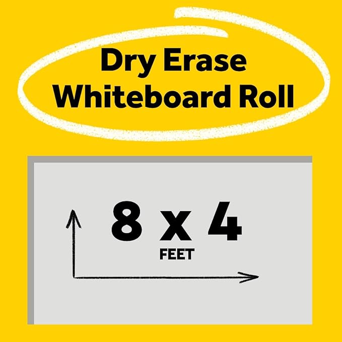 Post-it Dry Erase Whiteboard Film Surface for Walls, Doors, Tables, Chalkboards, Whiteboards, and More, Removable, Stain-Proof, Easy Installation, 8 x 4 ft Roll (DEF8x4)