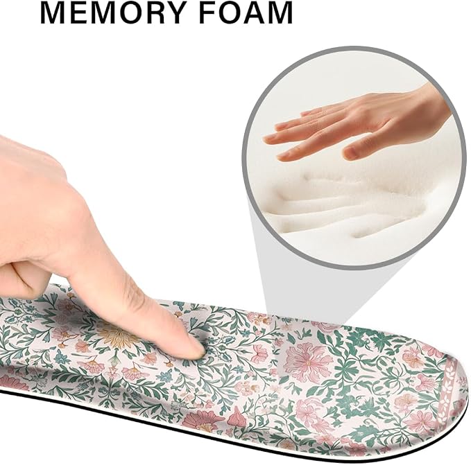 Desk Pad and Keyboard Wrist Rest, Large Mouse Pad + Keyboard Pad+Mouse Wrist Support, Non-Slip Desk Mat Protector for Office, Home 31.5×11.8 Inches Pink Floral