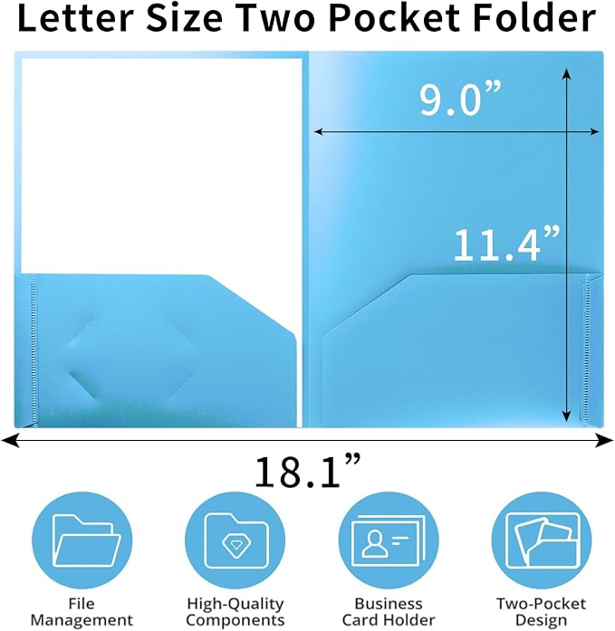 Cesil Plastic Folders with Pockets (6 Pack, Assorted Colors) | Heavy Duty Pocket Folder | Plastic Folders with Pockets, 2-Pocket Folder Bulk, Back to School Office Filing Supplies
