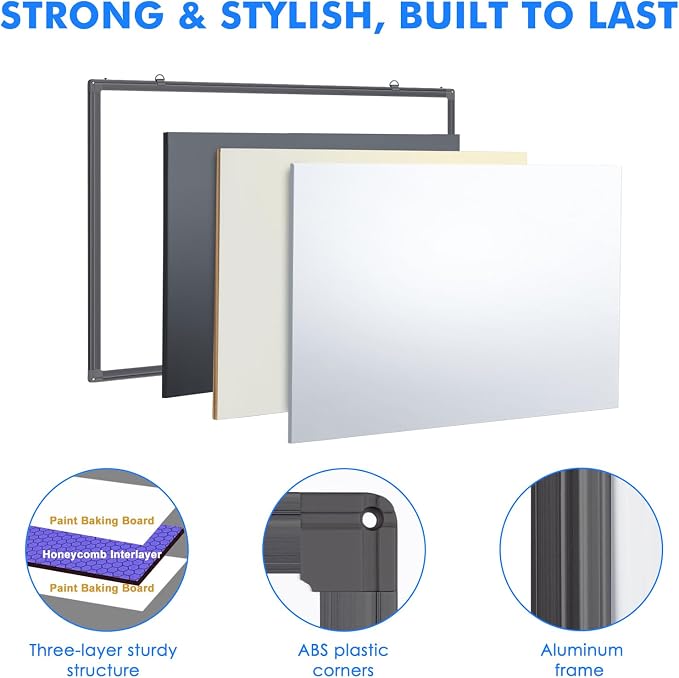 Maxtek Black Magnetic Dry Erase Board for Door 24 x 18 in | No-Drill Adjustable Long Arm Hook Mount, Portable Hanging Whiteboard For Home, Dorm, Office, Cubicle And Small Spaces