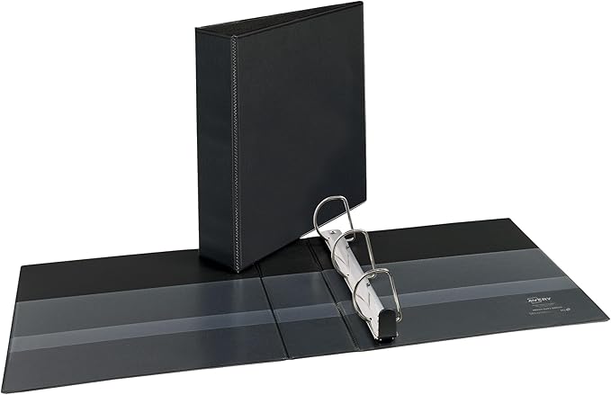 Avery Heavy-Duty View 3 Ring Binder, 2" One Touch Slant Rings, 530-Sheet Capacity, 2.8 Inch Wide Spine, Great for Home, School Supplies, Office, or Organization Needs, 1 Black Binder (05500)