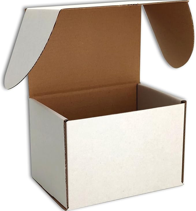 6x4x4 Shipping Boxes Set of 50, White Mailer Corrugated Cardboard Box | for Packaging, Literature, Packing, Mailing, Storage, Small Business, Moving, Gift, Supplies, Quick Fold, Tab Locking