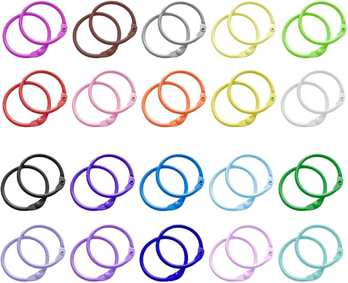 Key Chains or Key Rings with Binder Rings (100 Pack), 1 1/5" Size for School, Home or Office