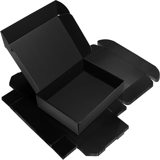 Rempry 6 Pack 12x9x3 Black Shipping Boxes, Large Cardboard Mailer Boxes for Small Business Shipping Packaging