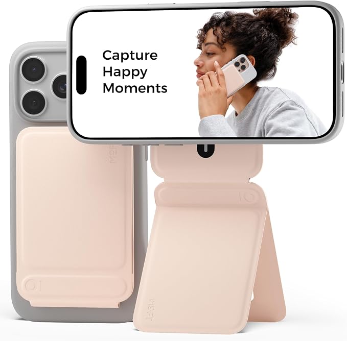 MOFT Phone Tripod Stand, Portable Selfie Stick for iPhone, Mulit-Angle | Pocket Size | Strong Magnets l MOVAS Leather | Magsafe Compatible | Easy to Charge | Stylish |For Content Creators