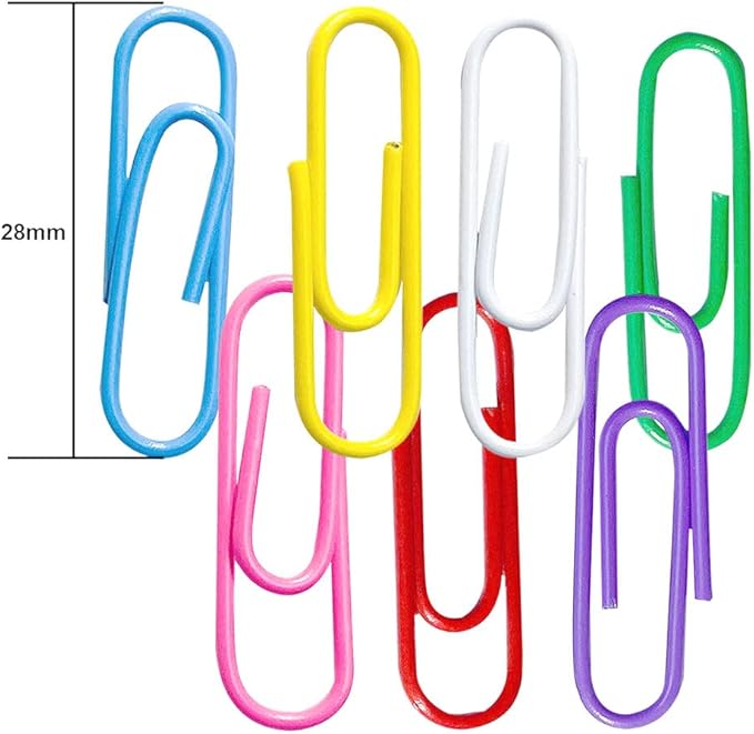 200 Colorful Paper Clips, 28mm - Reusable for School, Office, Folders, Bookmarks, DIY Albums