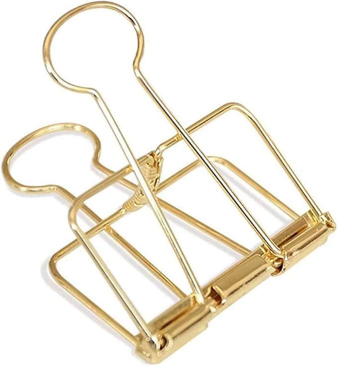 4Pcs 51mm Gold Hollow Out Long Tail Wire Binder Clips Paper Binder Clip Large, Small in Size and Light in Weight, Office Products Tape, Adhesives and Fasteners, Binder and Paper Clips