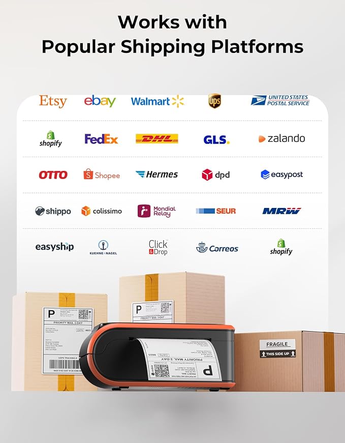 MUNBYN MC240 Bluetooth Thermal Label Printer, Portable Wireless 4×6 | Rechargeable battery, Bluetooth & USB connectivity, 4×6 label support, ink-free printing, built-in paper bin