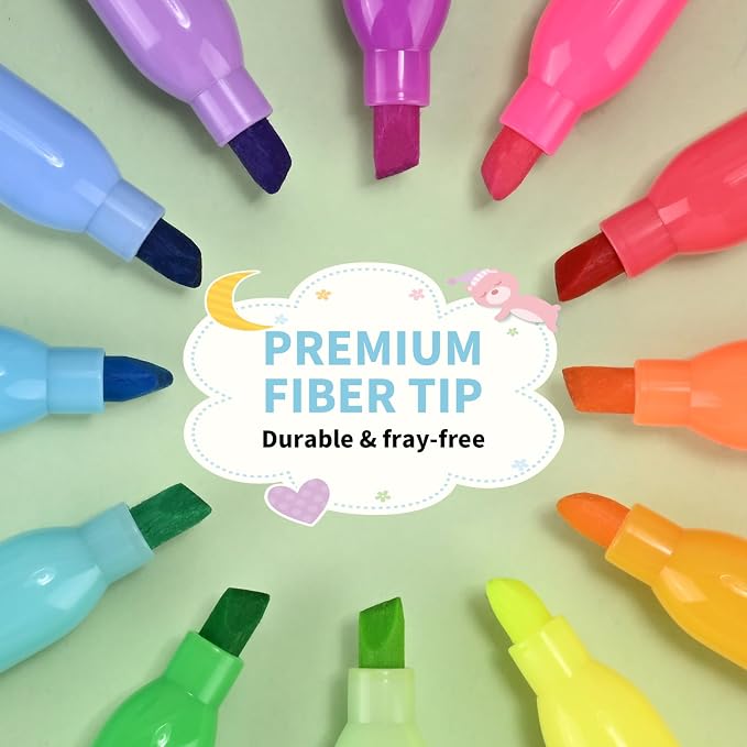 Cgerma Highlighters Assorted Colors Set, 12 Pack, Chisel Tip Bright Colors, Dry Quickly Colored Highlighters for Journaling, Study Notes, School Office Supplies