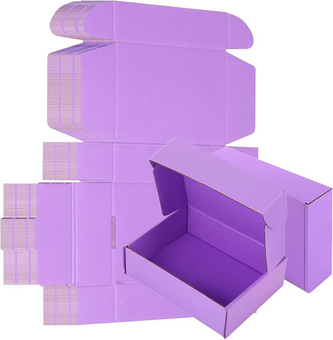 25 Pack Small Shipping Boxes Purple Corrugated Cardboard Box 7x5x2 inches，Corrugated Box for Packaging Small Business,Mailing Packing Literature Mailer,Shipping Gift Boxes