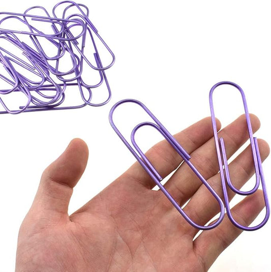 HAHIYO Paperclips 4 inch (100mm) Extra Large Paper Clips Sturdy Bright Purple Vinyl Coated Prevent Scratching Tearing The Pages for Bookmark Organize Home Office School 14 Pack
