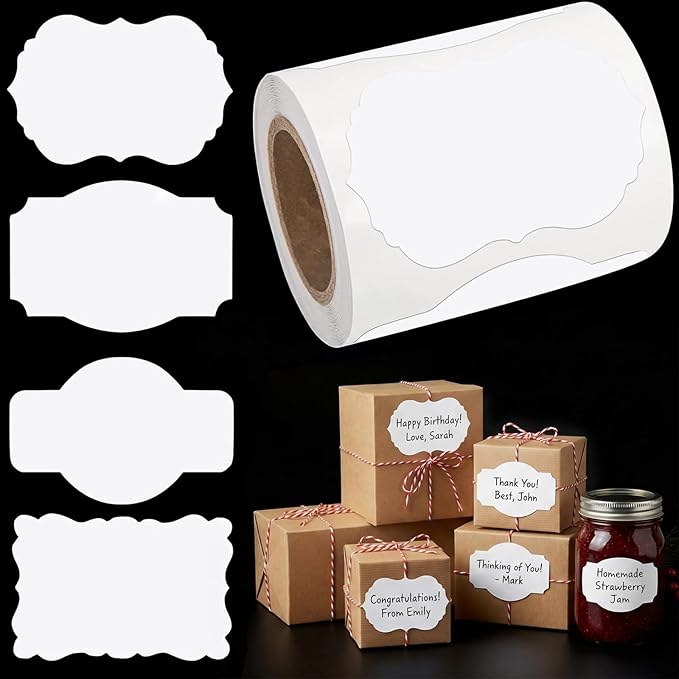 SallyFashion 200PC Label Stickers, 3x2 Inch Canning Labels for Mason Jars, All-Purpose Self-Adhesive Handmade Stickers for Bottles, Canning Supplies, Present Tags(White)