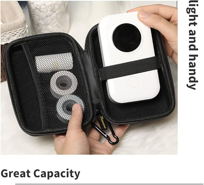 Phomemo Hard Carry Label Printer Case- Mini Label Maker Cover D30/P21/M110/M02/T02 Bluetooth Label Maker, Black