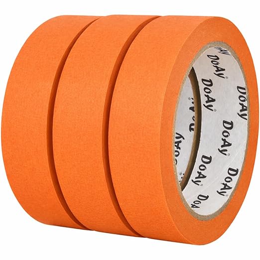 3 Pack Orange Painters Tape - Masking Tape 1 Inch Wide - Multi-Surface, Smart Adhesion, Indoor & Outdoor - 270FT Total - Paint Tape for DIY, Labeling, Art, Car, General Purpose (#3910)