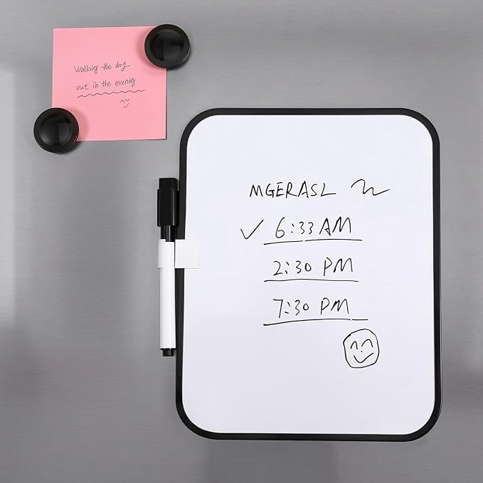 Magnetic Whiteboard with Marker and Magnets, 6" x 8",Small Whiteboard for Classroom, School Locker,Home, Office (Pink)