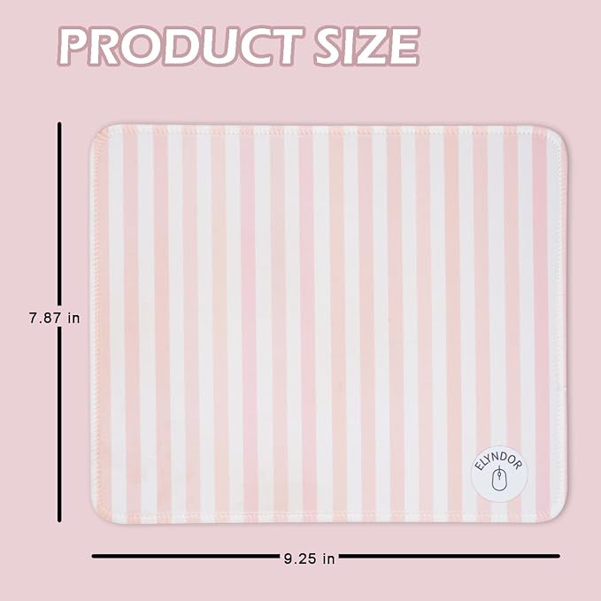 Mouse Pad for Desk with Stitched Edge, Premium Cute Washable Mouse Pads. Computer Mousepad with Non-Slip Rubber Base, Mousepads for Laptop, 9.25x7.75x0.12 inch (Sunwashed Stripes)