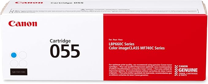 Canon Genuine 055 Cyan Toner Cartridge Compatible with LBP664Cdw, MF741Cdw, MF743Cdw, MF745Cdw, MF746Cdw
