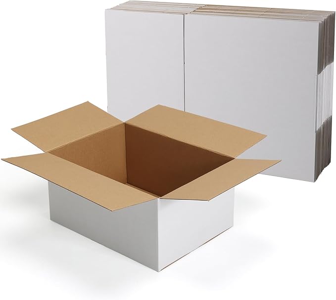 CRUGLA 12x9x6 Shipping Boxes 15 Pack, White Corrugated Cardboard Boxes with Side-Lock and Pre-Applied Double-Sided Tape, Easy Assemble Packing Mailer Boxes for Small Business Shipping