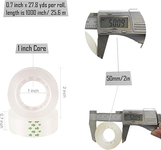 16 Pack Clear Tape Transparent Tape Refills Rolls Each Roll 3/4 x 1000 Inches, 1 inch Core, for Office, Home, School