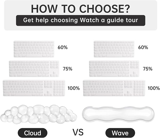 Mouse Pad with Wrist Rest, Soft Cloud Gel Keyboard Mouse Pad Set with Hand Wrist Support, Cute Non Slip Office Desk Accessories for Comfort/Pain Relief/Computer/Laptop (Clear Wave)