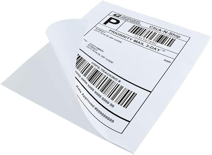 L LIKED 30 Printable White Sticker Paper Full Sheet Label, Matte, 8.5" x 11" for Laser & Inkjet Printing (30 Sheets) (Pack of 2)