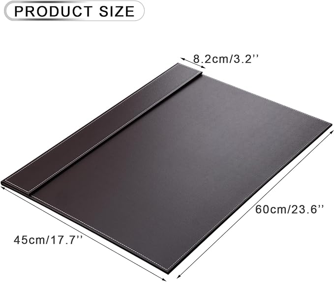 Ultra-Smooth PU Leather Desk Pad & Mat Office Desk Drawing & Writing Board A3/ A4 File Paper Clip Table Protector Mat on Top Large 24''x18'' (Brown)