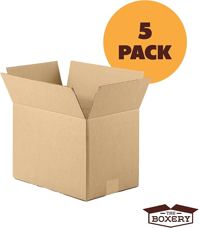 The Boxery Moving Boxes Small 12” x 12” x 12” Corrugated Moving Boxes – 5 Pack | Durable, Recyclable, Flat-Shipped Cartons for Moving & Storage