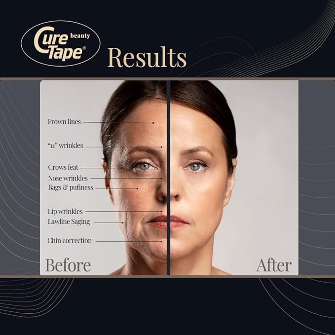 CureTape Beauty Kinesiology Tape | Anti-Wrinkle Face Tape | Face Neck Lift Tape for Toning, Firming & Tightening The Skin | Kinesiology Tape for Face and Sensitive Skin | Soft on The Skin (2'' X 16')