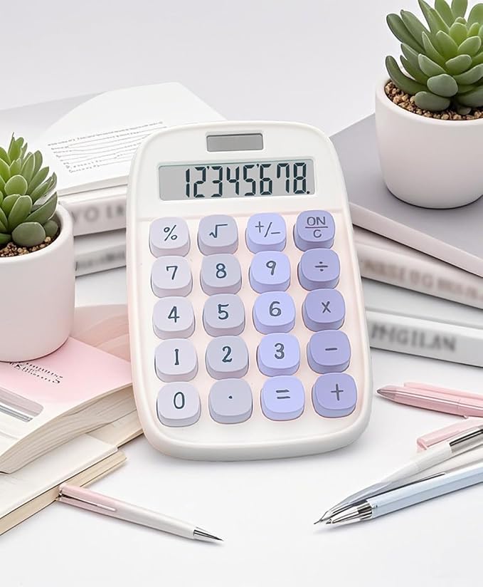 Pastel Calculator, Bubble Calculator(Blue) | Large LCD Display 8 Digit Tilt Screen and Big Button for Teachers Students Basic Office