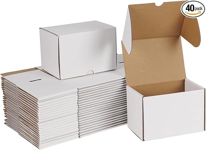 ZBEIVAN 6x4x3 White Shipping Boxes Set of 40, Corrugated Cardboard Mailer Boxes for Packaging Small Business Mailing Gifts