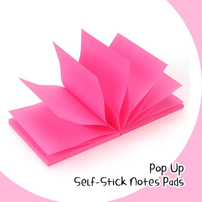 Sticky Notes 3x3 Pop Up with Bright Colors (Rose Red), 4 Pads 90 Sheets/Pad | Bright Rose Red Pop Up Self-Stick Notes Pads, 360 Sheets Total, Perfect for Daily Reminders, Study Notes, and Office Memos