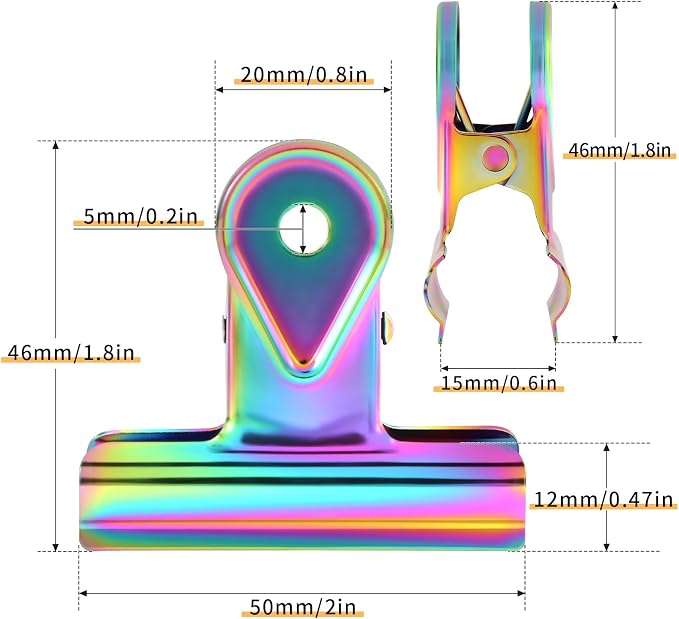 SIAMESE Bulldog Clips, 8 Pcs Binder Clips for Office & Kitchen, Multi-Purpose Binder and Food Bag Clamps for Sealing, Storage, Hanging (Rainbow Colors)