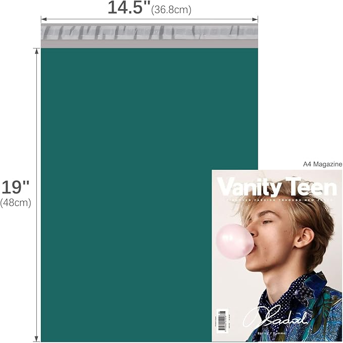 Fuxury Poly Mailers 14.5x19" 100 Pcs,Large Shipping Bags for Clothing,Green | Heavy Duty Self Seal Mailing Envelope,Durable Waterproof Packaging Mailer Poly Bag For Large Clothes Business,Boutique&Online