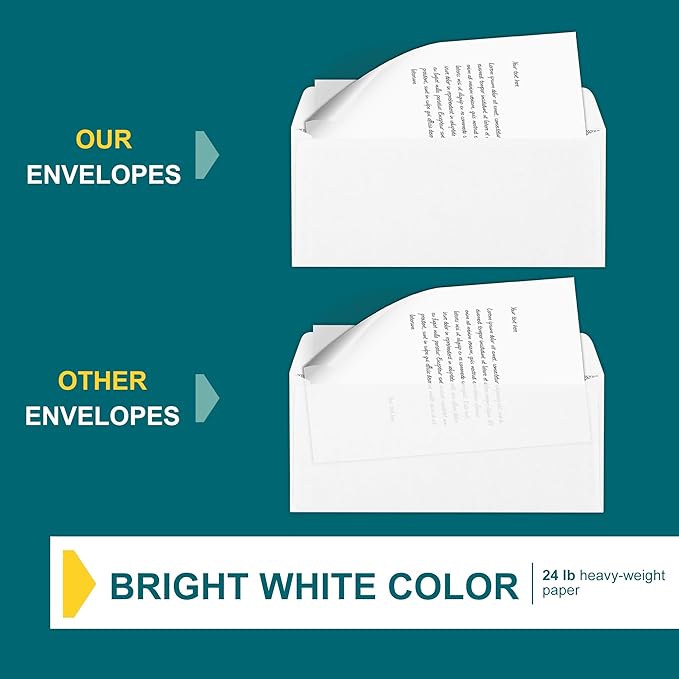 #9 Envelopes Self Seal - 100 Pack - Security Tinted 3 7/8" x 8 7/8" Business Envelopes Peel & Seal - Mailing Envelopes Letter Size - Legal Envelopes for Invoices, Statements - 24lb Plain Envelopes