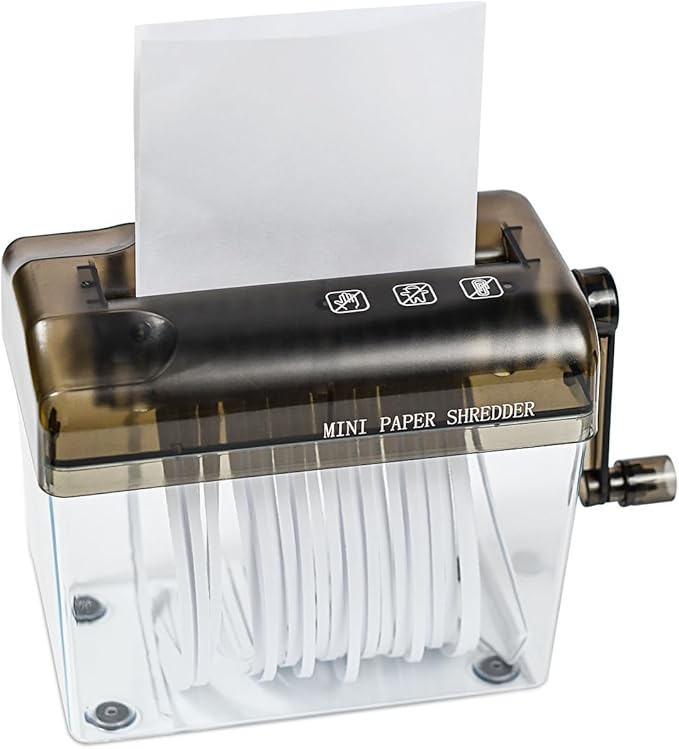 JIKIOU Mini Hand Shredder Portable Paper Shredder Manual Shredder Documents Paper Cutting Tool Home Office Desktop Stationery Black