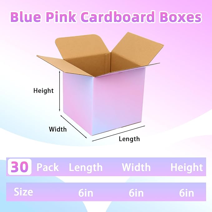 Small Shipping Boxes 6x6x6 Inches, 30 Pack Colorful Corrugated Cardboard Boxes, Cube Mailer Boxes for Small Business Packaging Mailing