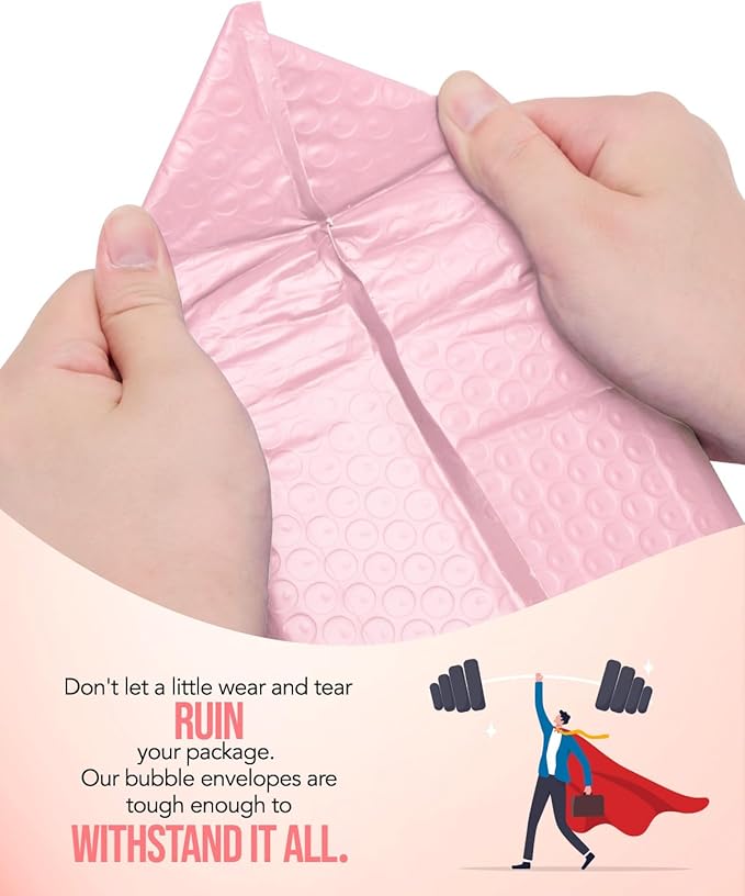 GSSUSA Bubble Mailers 6x10 Inches Padded Envelopes 50 Pack Usable Size 6x9" Small Envelope Bags Shipping Bag Bulk Pack Self Seal Package Mail Packing Business Supplies, Light Pink