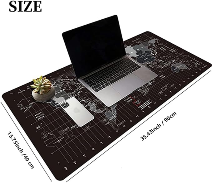 World Map Large Gaming Mouse Pad Extended XXL(900x400X3MM) Mouse Mat Long Desk Pad with Stitched Edges for Keyboard Home Office Gaming Work Big Desk Pad