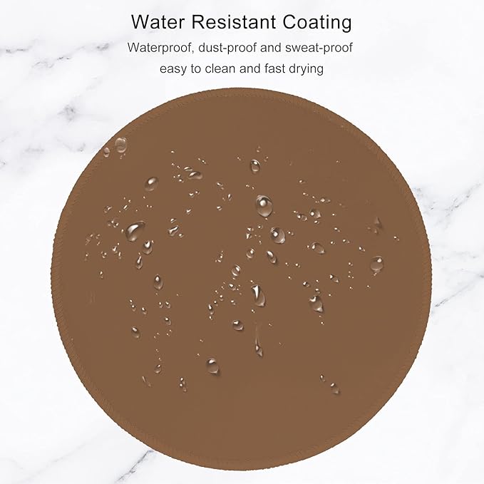 Hsurbtra Mouse Pad, Premium-Textured Small Round Mousepad 8.7 x 8.7 Inch Brown, Stitched Edge Anti-Slip Waterproof Rubber Pretty Cute Computer Mat for Office Home Gaming Laptop Men Women Kids
