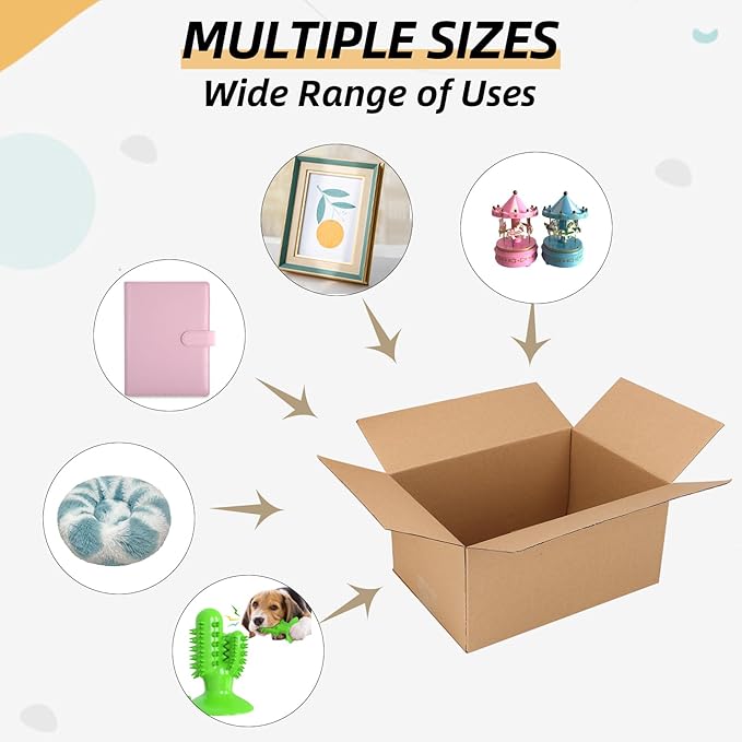 ZBEIVAN Shipping Boxes Mailers 10x7x5 inches Corrugated Cardboard Small Packing Kraft Moving Mailing Box, Pack of 6